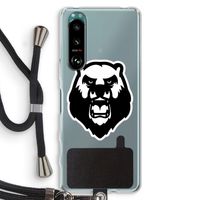 Angry Bear (white): Sony Xperia 5 III Transparant Hoesje met koord