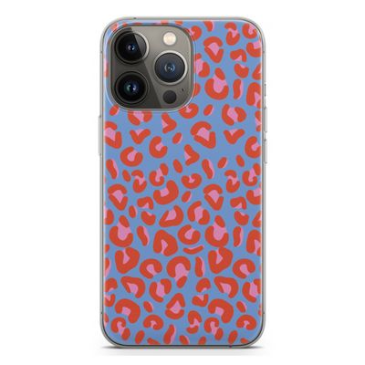 Leopard blue: iPhone 13 Pro Transparant Hoesje