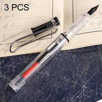 3 PC's School Office Extra fijn Titanium legering Nib transparante zuiger Vulpen (helder wit) willekeurige levering (0.5mm/0.38mm Nib)