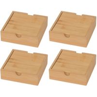 16x Bamboe houten glas onderzetters vierkant 10 cm