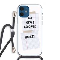 No Girls Allowed Unless: iPhone 12 Transparant Hoesje met koord