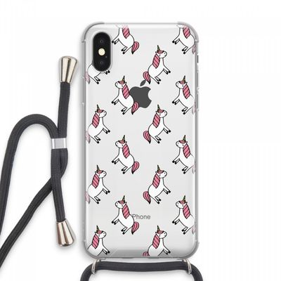 Eenhoorns overal: iPhone XS Max Transparant Hoesje met koord