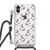Eenhoorns overal: iPhone XS Max Transparant Hoesje met koord