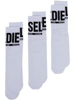 Diesel lot de trois paires de chaussettes Skm-Ray à logo en jacquard - Blanc