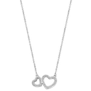 Ketting Hartjes zilver-zirconia wit 42-45 cm