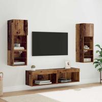 TV-wandmeubel met LED-striplichten 6 pcs Oud Hout Bewerkt hout