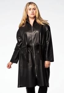 Yoek Leren parka | Zwart | Maat 50/52