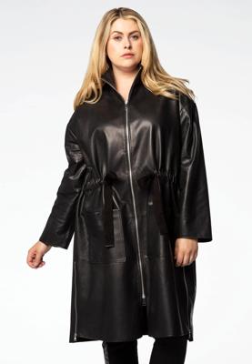 Yoek Leren parka | Zwart | Maat 54/56