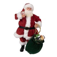 HAES DECO - Kerstman deco Figuur 16x8x28 cm - Rood - Kerst Figuur, Kerstdecoratie