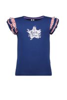 B.Nosy Meisjes t-shirt ruffel mouw - Lake blauw