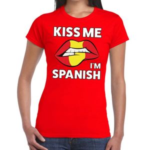 Kiss me I am Spanish t-shirt rood dames