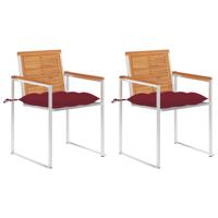 Tuinstoelen 2 st met kussens massief acaciahout en staal