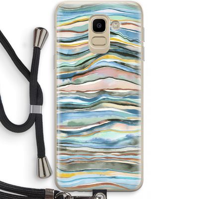 Watercolor Agate: Samsung Galaxy J6 (2018) Transparant Hoesje met koord