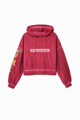Korte hoodie met buidelzak - ORANGE - L