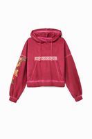 Korte hoodie met buidelzak - ORANGE - XL - thumbnail