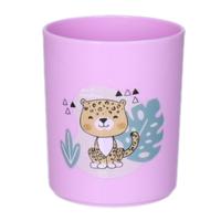 Plasticforte Drinkbekers - kunststof - 350 ml - paars - luipaard - kinderen - camping