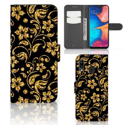 Samsung Galaxy A30 Hoesje Gouden Bloemen Samsung Galaxy A30 Hoesje Gouden Bloemen