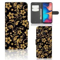 Samsung Galaxy A30 Hoesje Gouden Bloemen