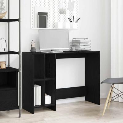 Bureau met plank Zwart Eiken 102,5 x 35 x 75 cm Bewerkt hout