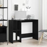 Bureau met plank Zwart Eiken 102,5 x 35 x 75 cm Bewerkt hout