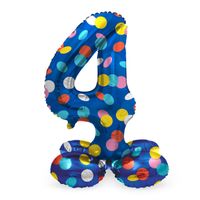 Folat BV Staande Folieballon Colorful Dots Cijfer 4 72cm