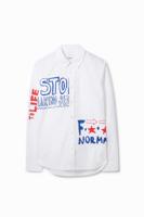 Regular shirt met geverfde letters - WHITE - XXL