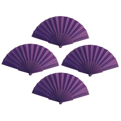 Spaanse Handwaaier - 4x - paars - 23 x 43 cm - Verkoeling waaiers voor zomerse themperatuur