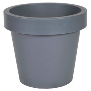 Mega Collections Plantenpot/bloempot - kunststof - grijs - buiten - D25 x H22 cm - Plantenpotten