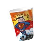 Papieren bekers 30 jaar Superheld 10 stuks