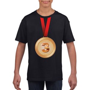 Winnaar bronzen medaille shirt zwart kinderen XL (158-164)  -