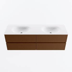 MONDIAZ VICA 150cm badmeubel onderkast Rust 4 lades. Wastafel MOON dubbel 2 kraangaten, kleur Talc.