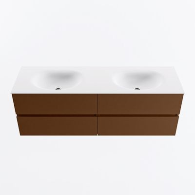 MONDIAZ VICA 150cm badmeubel onderkast Rust 4 lades. Wastafel MOON dubbel 2 kraangaten, kleur Talc.