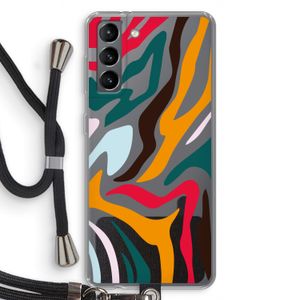 Colored Zebra: Samsung Galaxy S21 Transparant Hoesje met koord