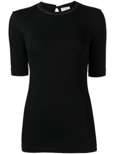 Brunello Cucinelli t-shirt en coton à ornements métalliques - Noir