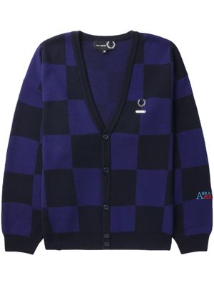 Fred Perry x Raf Simons cardigan à carreaux - Bleu