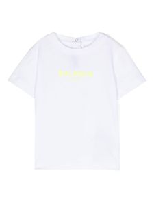 Balmain Kids t-shirt en coton à logo pailleté - Blanc