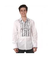 Ruffles Shirt White with Black Ruffles-S | 29% korting