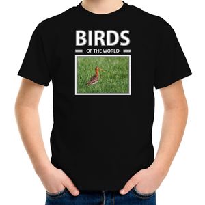 Grutto vogel t-shirt met dieren foto birds of the world zwart voor kinderen