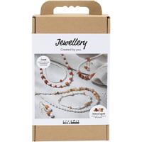 Creativ Company Hobbyset sieraden, beige, burnt orange, wit parelmoer, 1 doos