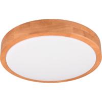 Dimbare LED Plafondlamp 24W - Warm Wit 3000K - Beige met Natuurhout