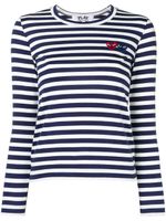 Comme Des Garçons Play double-heart logo striped T-shirt - Bleu
