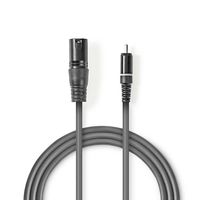 Nedis Ongebalanceerde Audiokabel | XLR 3-Pins Male | RCA Male | 1.5 m | Donkergrijs | 1 stuks - COTH15205GY15 COTH15205GY15 - thumbnail