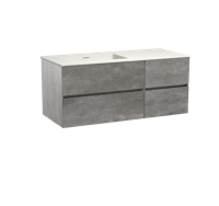 Storke Edge zwevend badmeubel 120 x 52 cm beton donkergrijs met Mata asymmetrisch linkse wastafel in mat witte solid surface - thumbnail