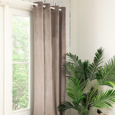 Velvet Gordijnen Verduisterend - Haken of Ringen - Lichttaupe maat: 250 x 150 cm - materiaal: Polyether - Dekbed-Discounter.nl