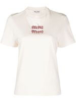 Miu Miu t-shirt en coton à logo appliqué - Tons neutres