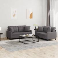 2-delige Loungeset met kussens kunstleer grijs