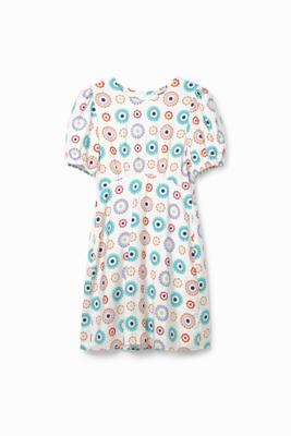 Korte jurk met geometrische vormen - WHITE - L