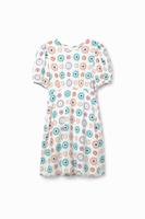 Korte jurk met geometrische vormen - WHITE - L