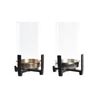Kaarshouder DKD Home Decor 15 x 15 x 28 cm Champagne Kristal Zilverkleurig Zwart Aluminium (2 Stuks) (2 unidades)