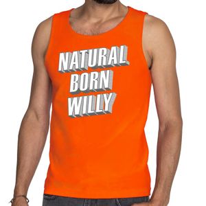 Oranje Natural born Willy tanktop / mouwloos shirt voor he